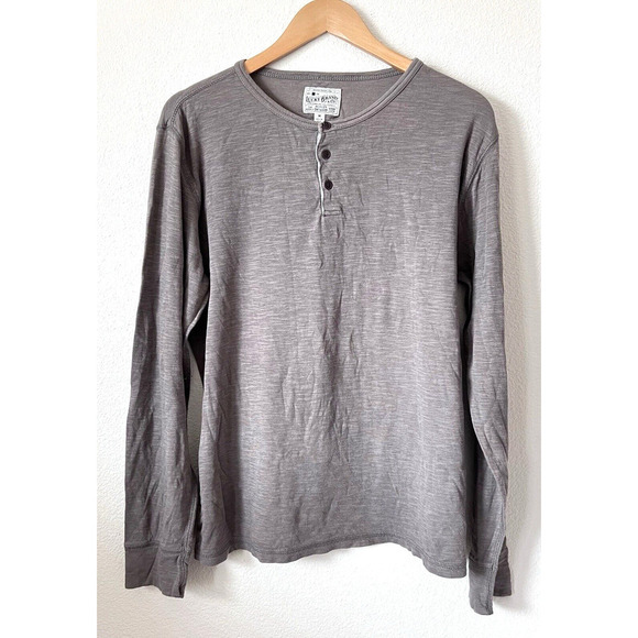 Lucky Brand Mens Size Medium Henley Shirt Long Sleeve Round Neck Brown Relaxed - Picture 1 of 3